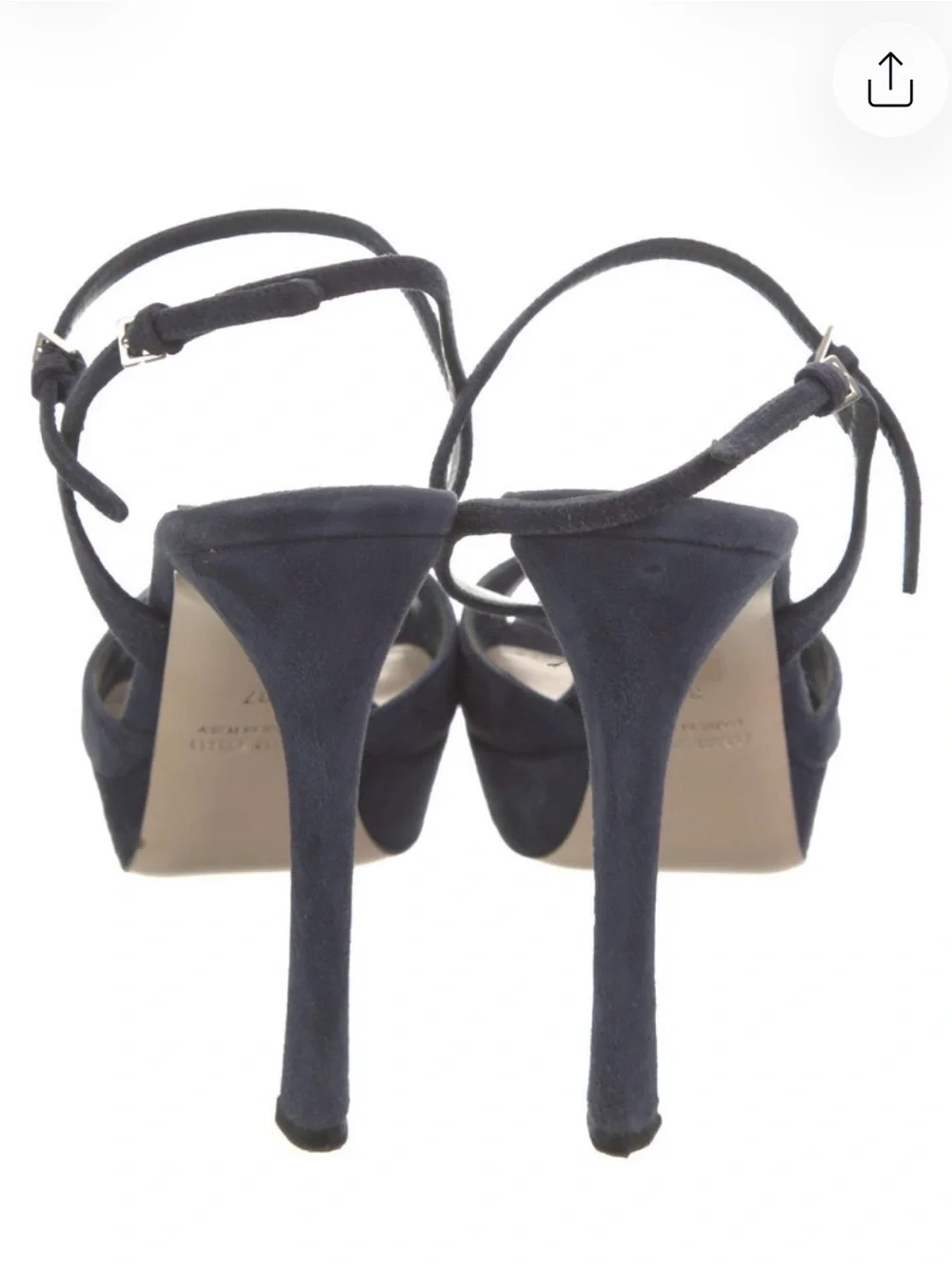 Miu Miu Navy Suede Peep-Toe Platform Slingback Heels